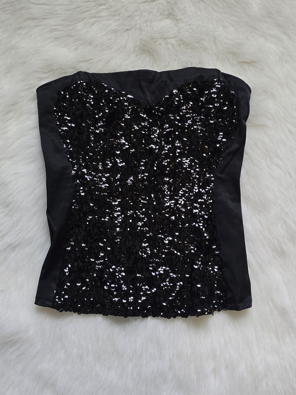 Bebe Black Sequin Corset / Bustier Size S